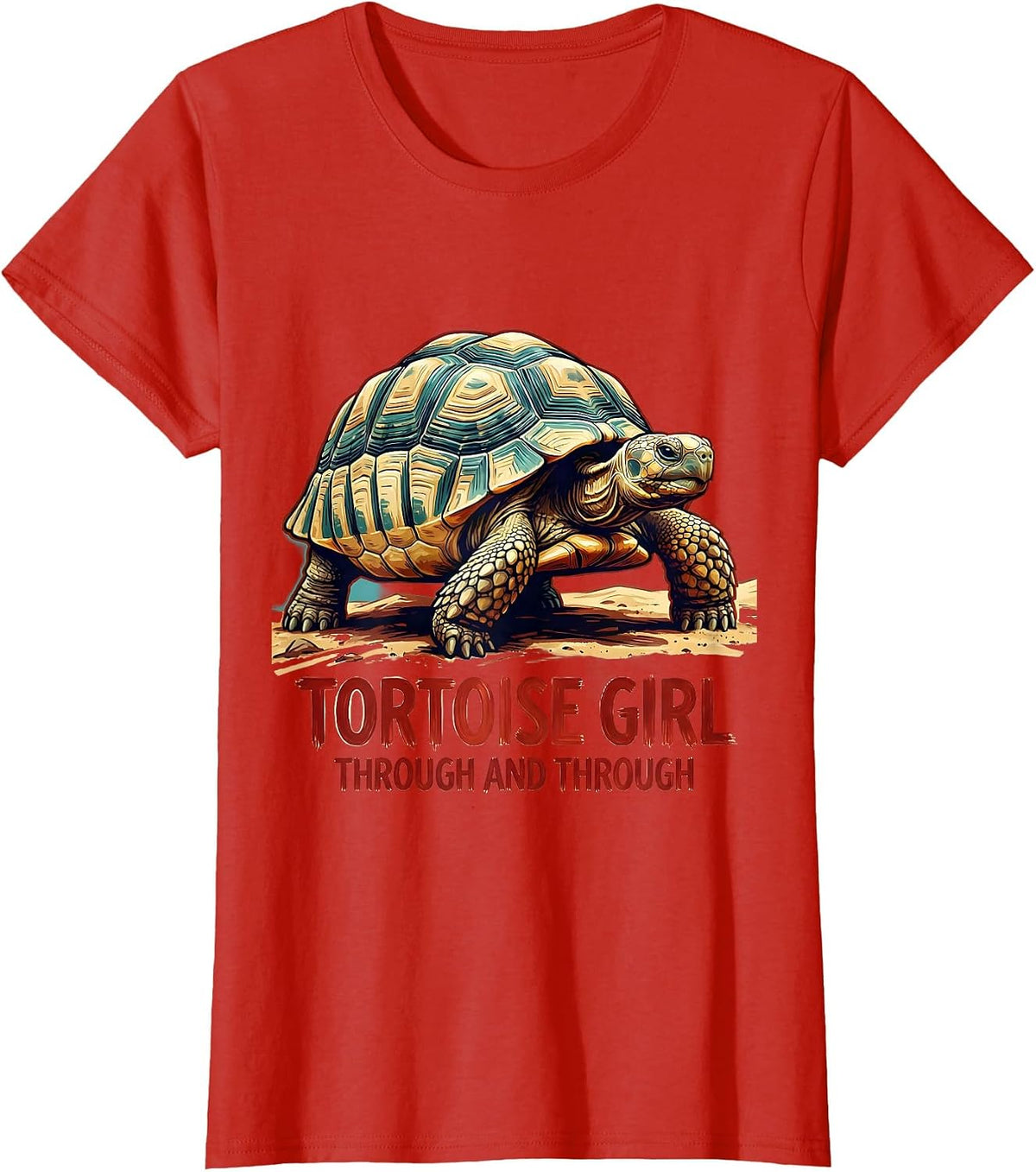 Tortoise Girl Through And Through Cute Tortoise Lover Animal T-Shirt - Red