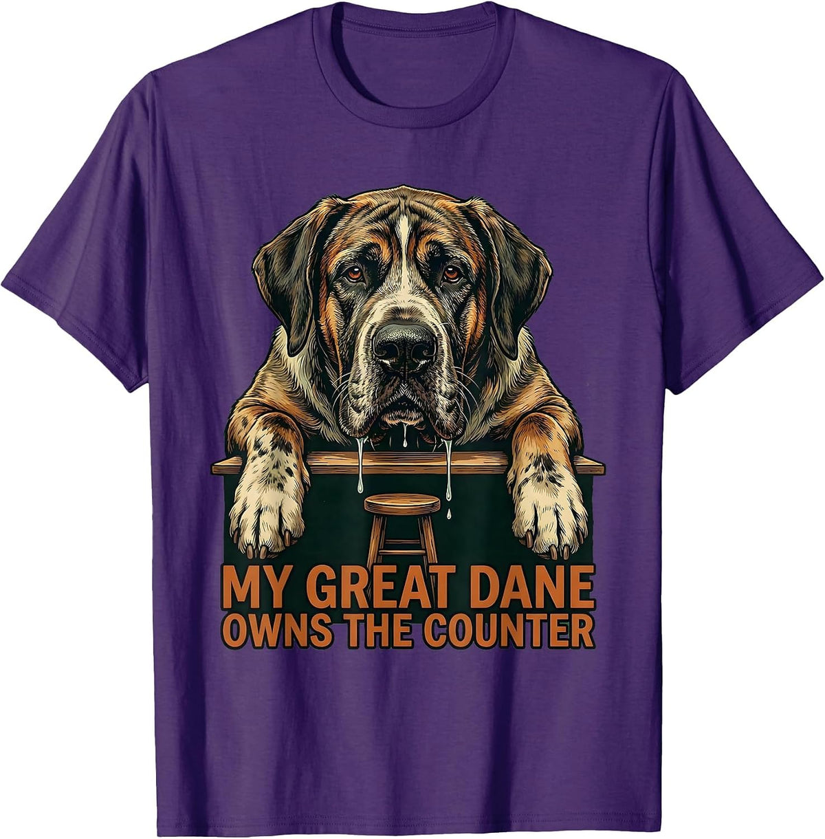 Men's My Great Dane Owns The Counter Vintage Funny Dog Mom Dog Dad T-Shirt - Purple