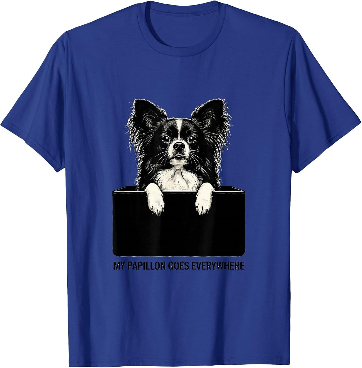 My Papillon Goes Everywhere Cute Dog Owner Small Breed Puppy T-Shirt - Royal Blue