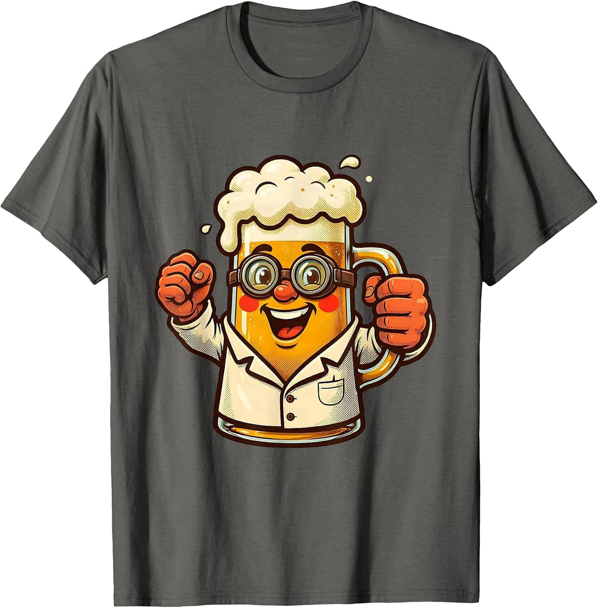 Woman Scientist Glowing Beer Potion Illustration T-Shirt - Asphalt Grey