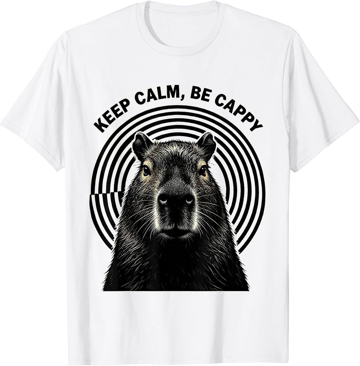 Men's Keep Calm Be Cappy Funny Capybara Meme Animal Humor T-Shirt - White