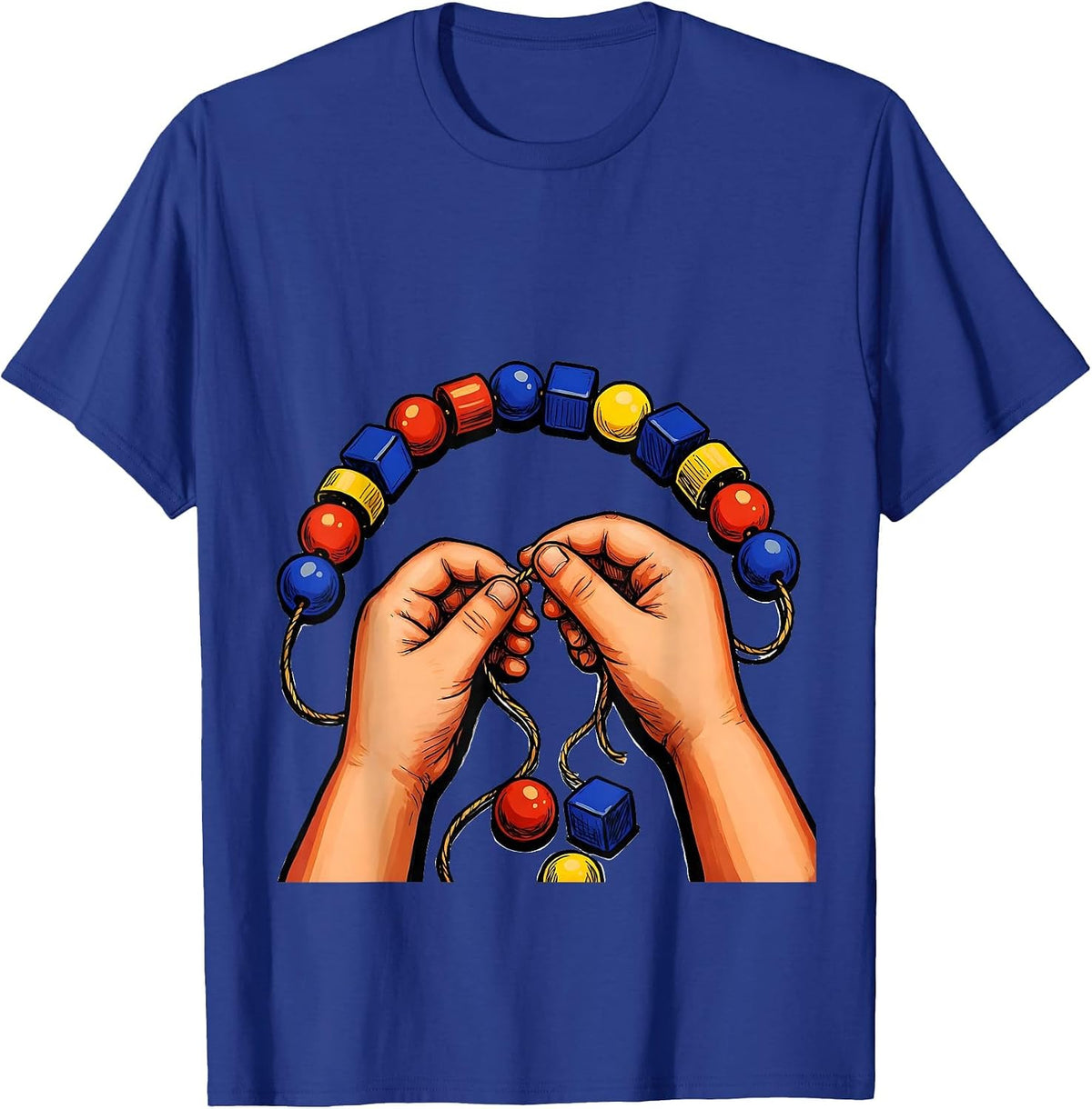 Occupational Therapy Bead Lacing Child Illustration T-Shirt - Royal Blue