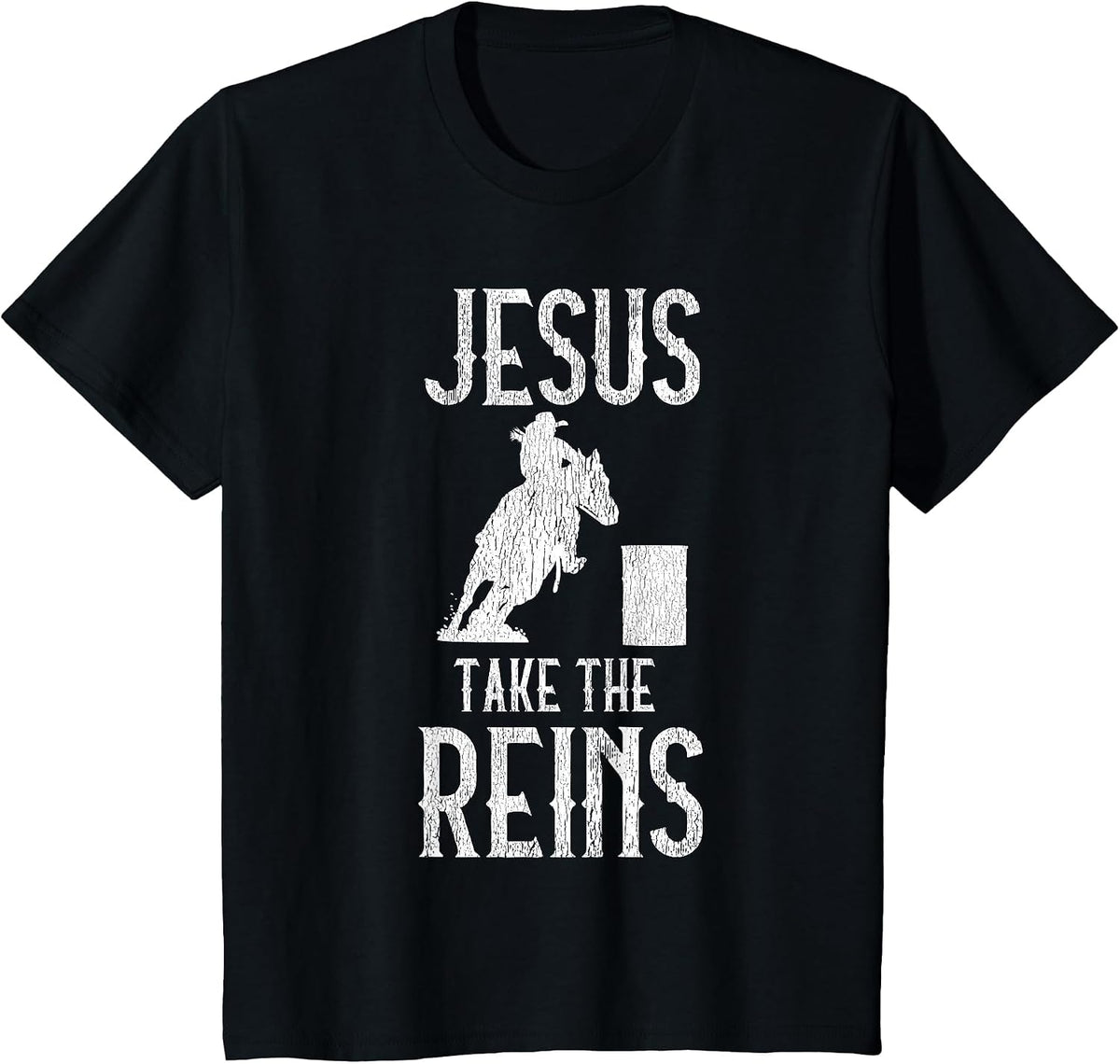 Jesus Take The Reins Cowgirl Mama Barrel Racing Mom T-Shirt - Black