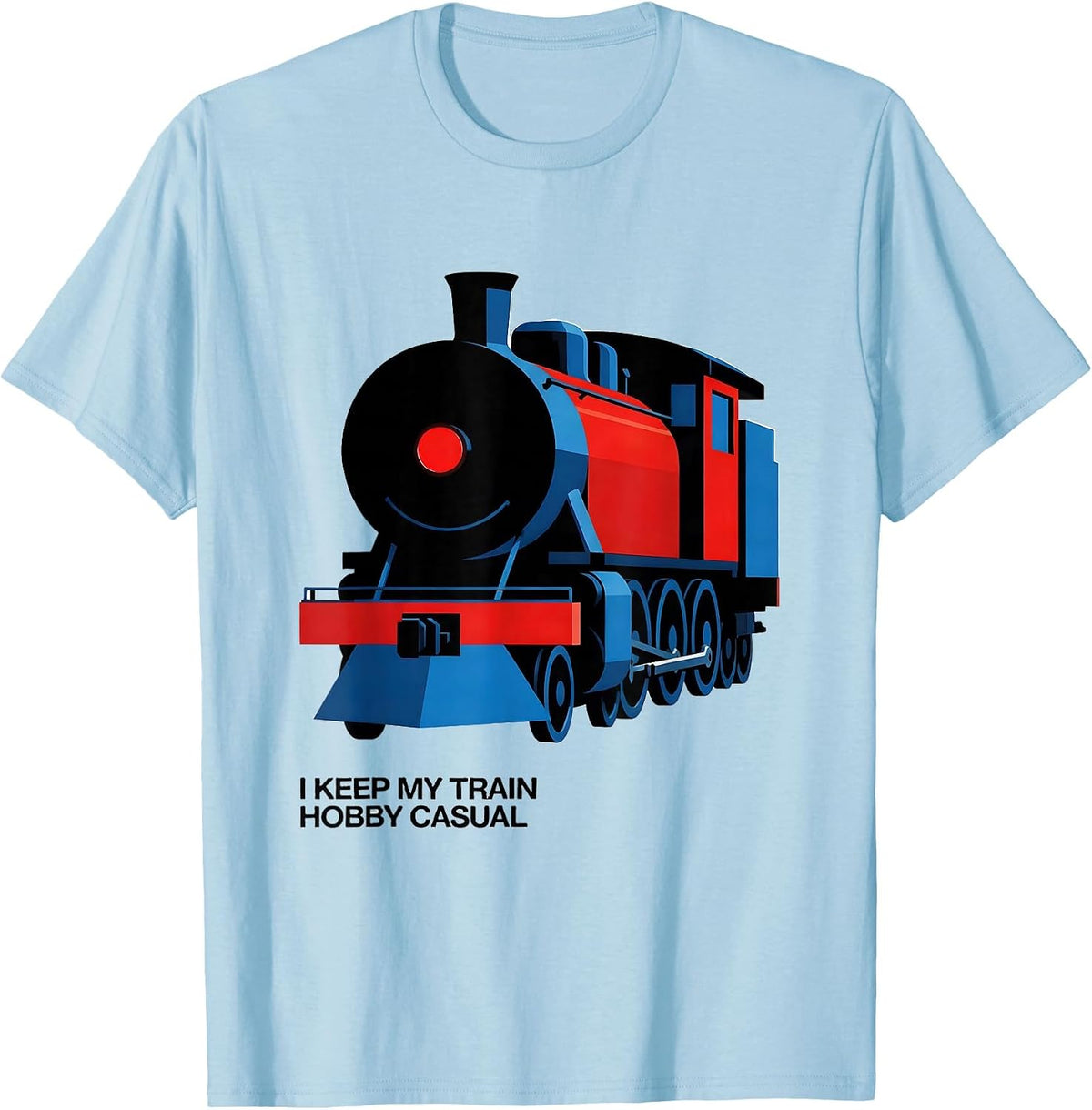 Men's I Keep My Train Hobby Casual Bauhaus Modernist Train T-Shirt - Baby Blue