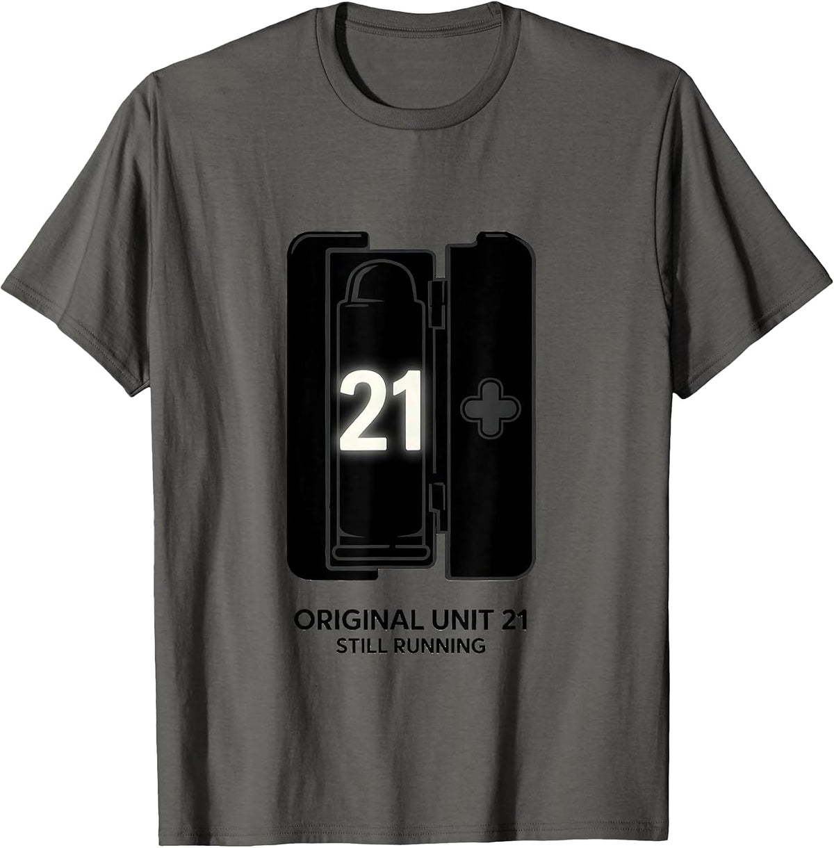 Original Unit 21 Still Running Monochrome Birthday Gamer T-Shirt - Asphalt Grey