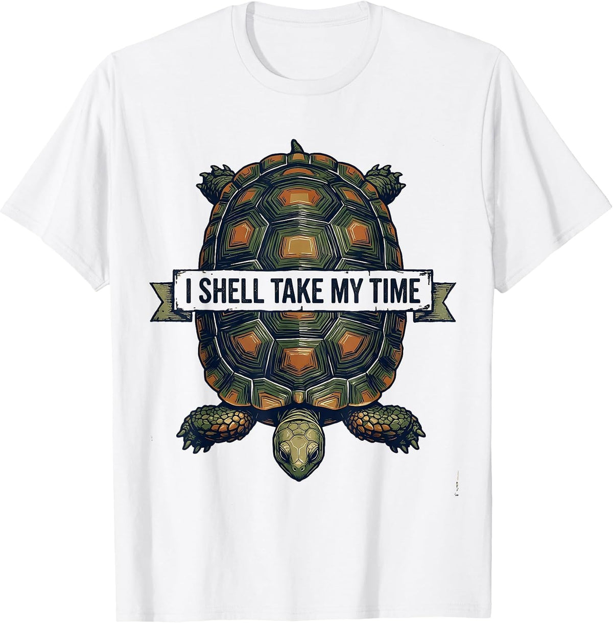 Men's I Shell Take My Time Vintage Tortoise Lover Humor T-Shirt - White