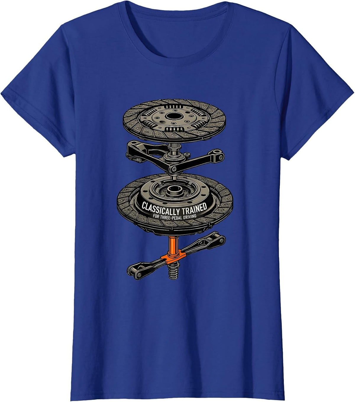 Women's Classically Trained For Three-Pedal Driving Car Guy T-Shirt - Royal Blue