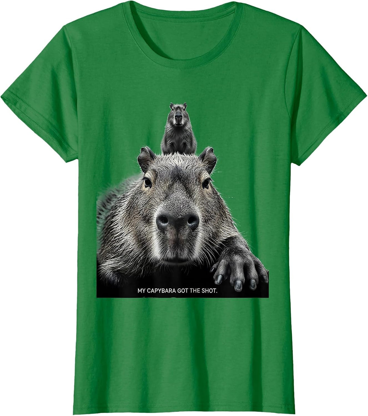 Women's My Capybara Got The Shot Funny Absurdist Animal Humor T-Shirt - Kelly Green