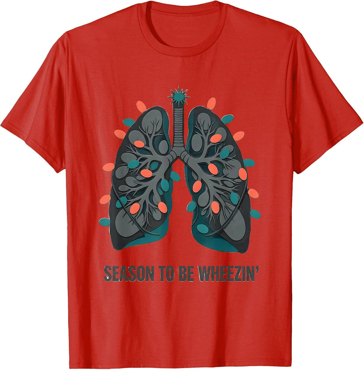 Men's Season To Be Wheezin' Midcentury Modern Respiratory T-Shirt - Red