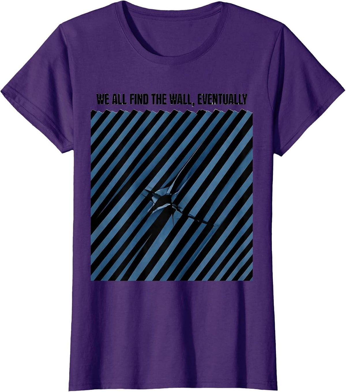 Women's We All Find The Wall Eventually Funny Line Dance Group Humor T-Shirt - Purple