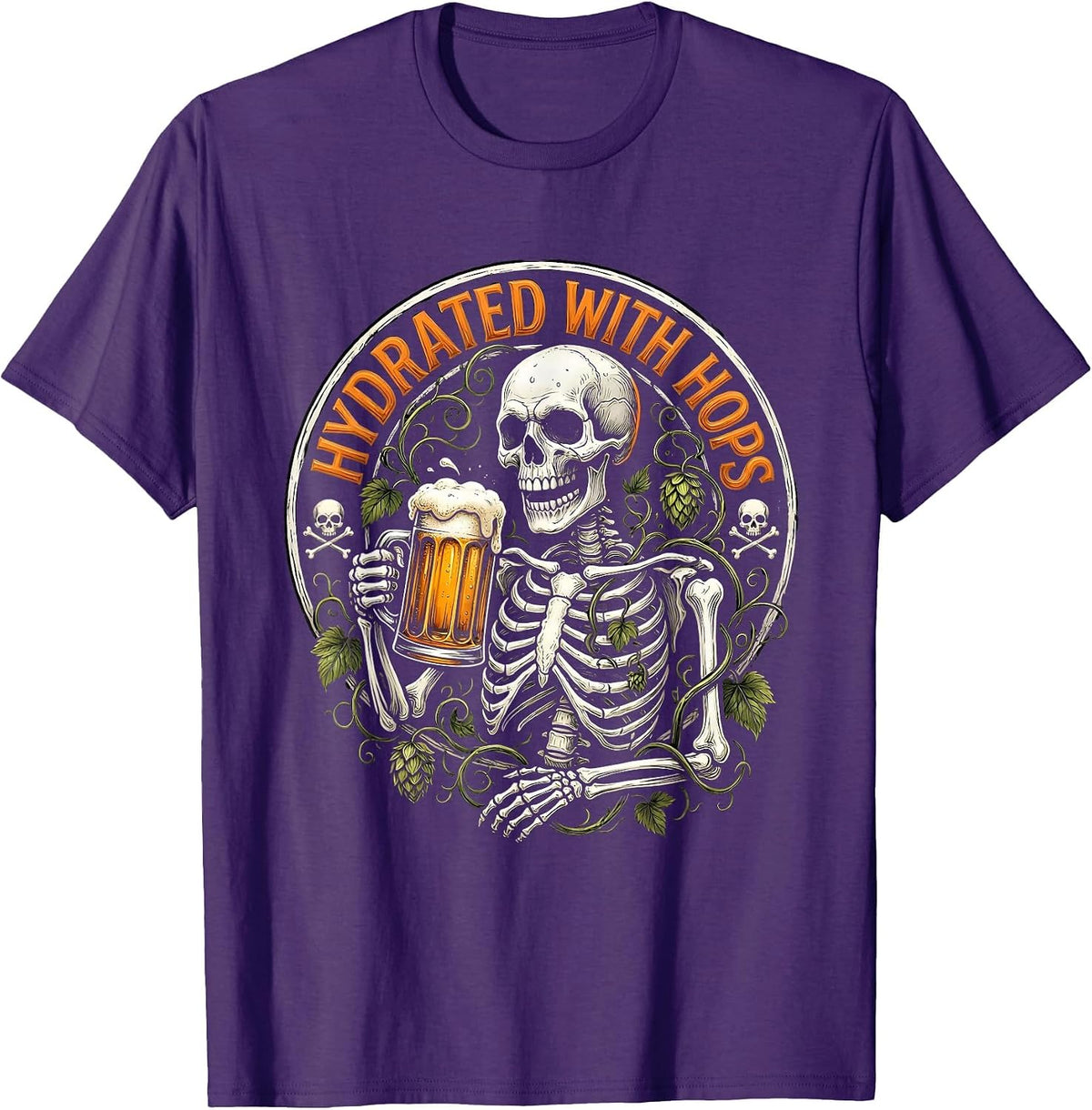 Hydrated With Hops Funny Beer Drinking Design T-Shirt - Purple