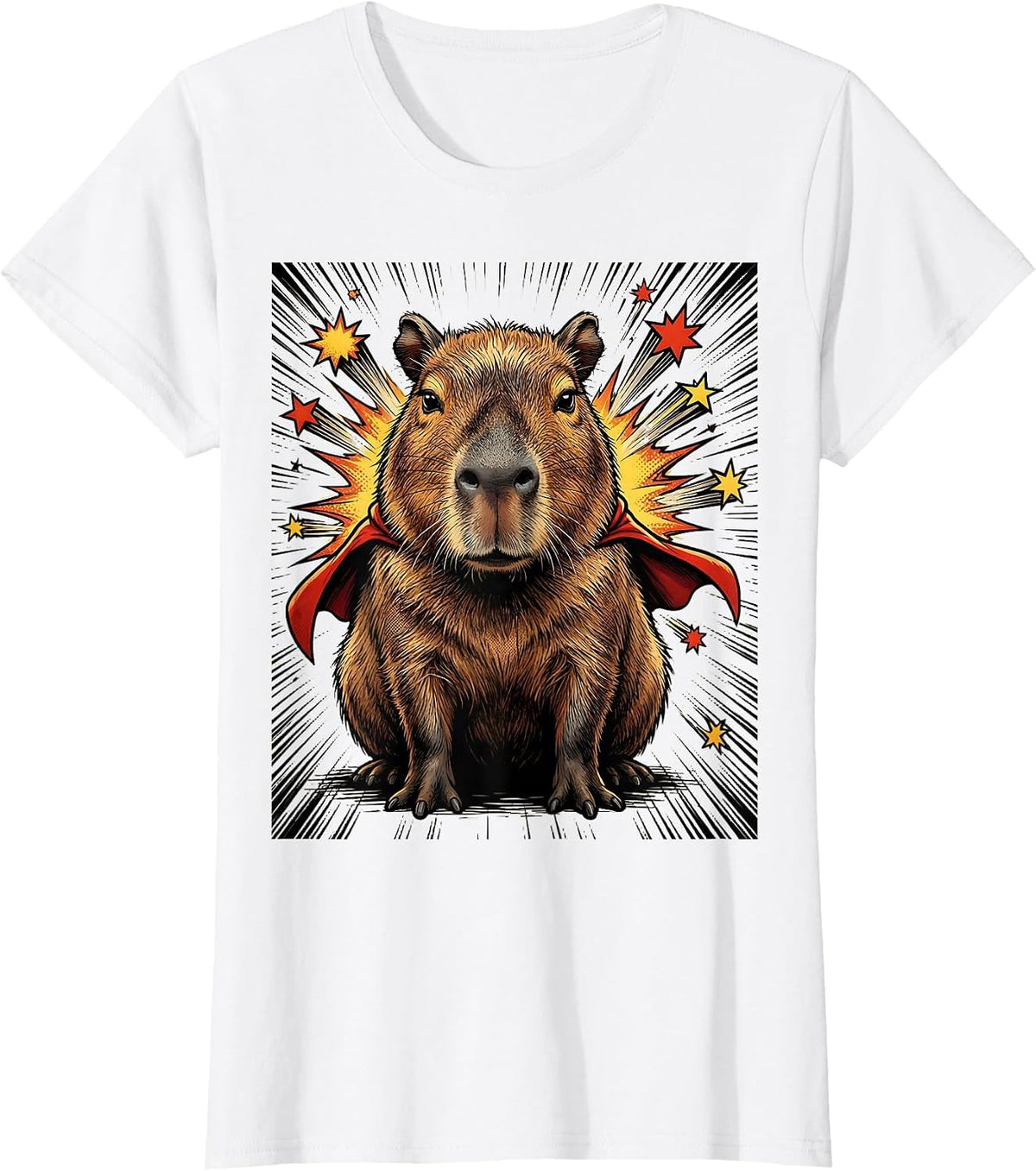 Capybara Superhero Comic Book Animal Humor T-Shirt - White