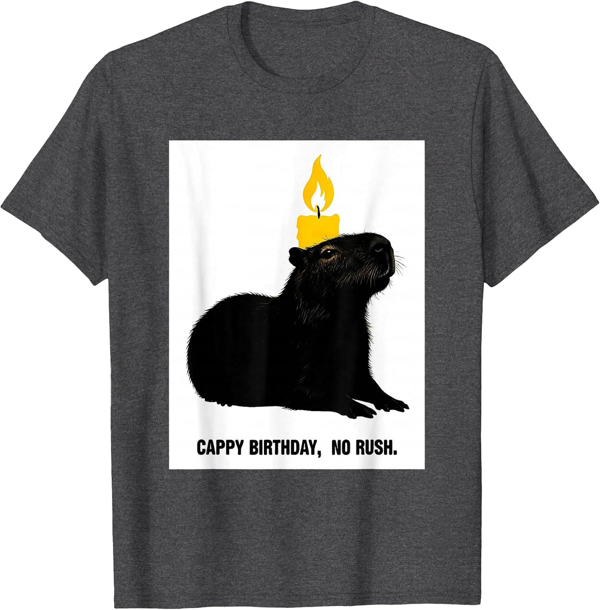 Men's Cappy Birthday No Rush Cute Capybara Birthday Gift T-Shirt - Dark Heather Grey