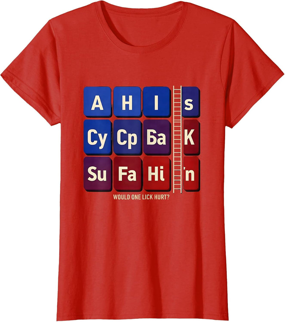 Would One Lick Hurt Funny Periodic Table Science Teacher T-Shirt - Red