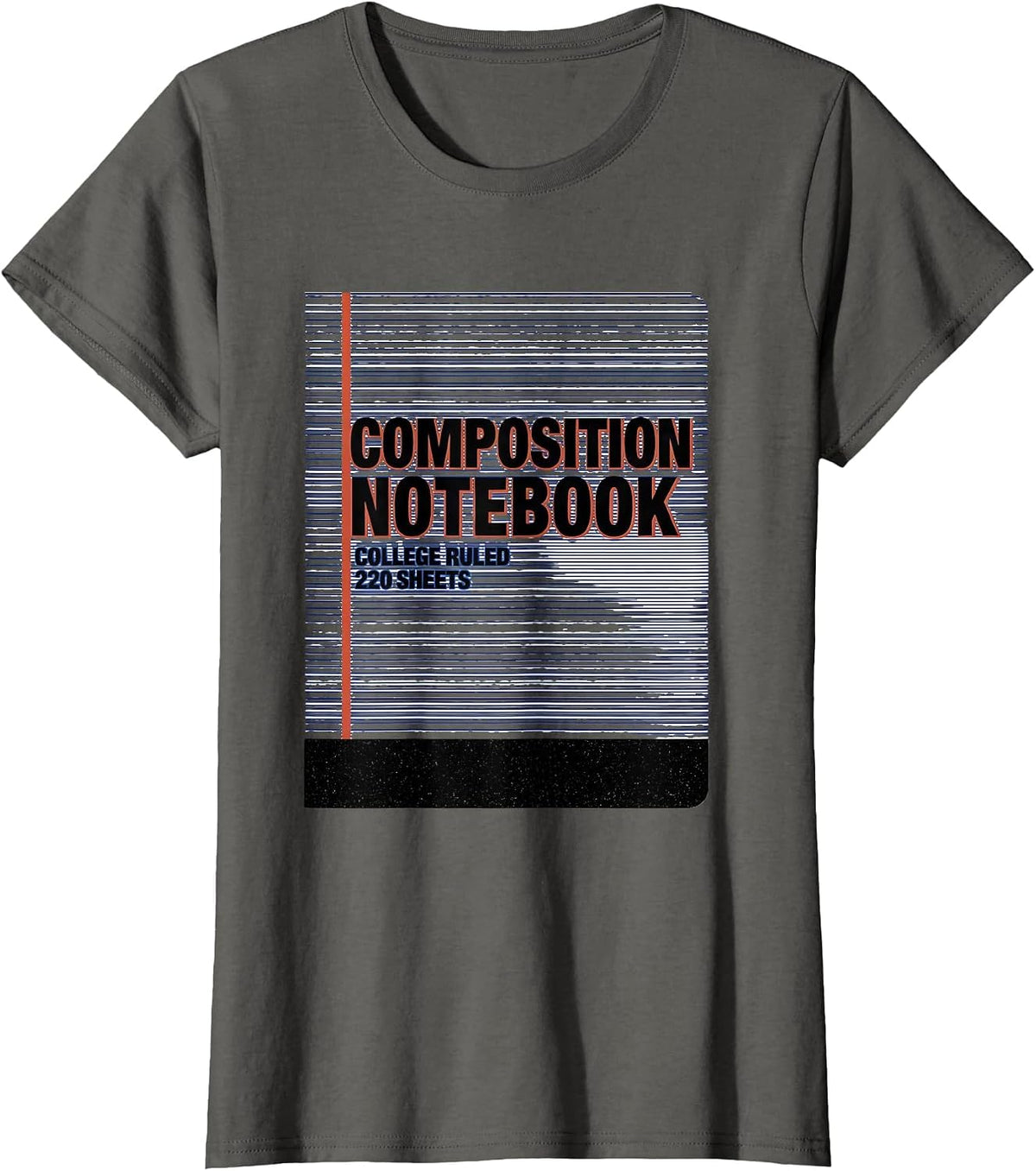 Women's Composition Notebook College Ruled 220 Sheets Teacher T-Shirt - Asphalt Grey