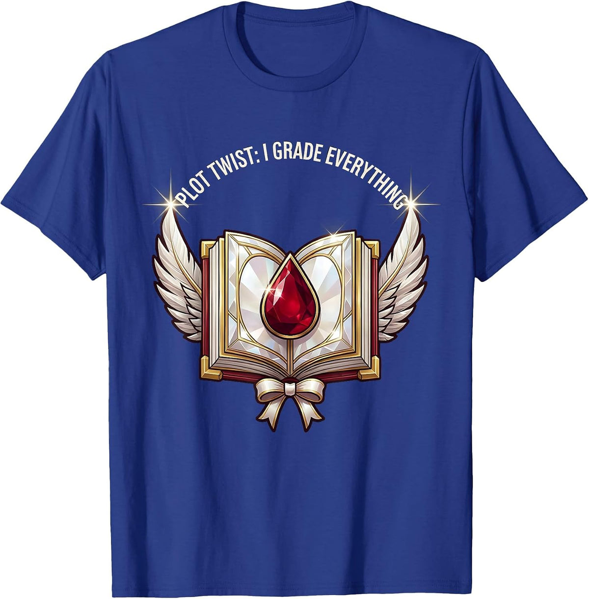 Men's Plot Twist I Grade Everything English Teacher Design T-Shirt - Royal Blue
