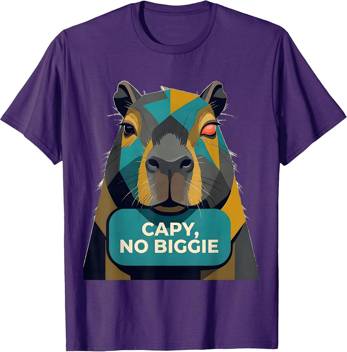 Men's Capy, No Biggie Funny Capybara Meme Gamer Humor T-Shirt - Purple