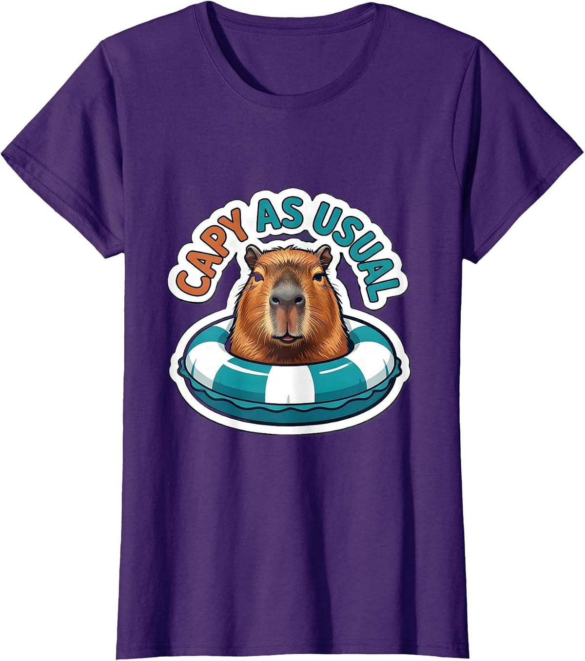 Women's Capy As Usual Funny Capybara Meme Gamer Humor T-Shirt - Purple