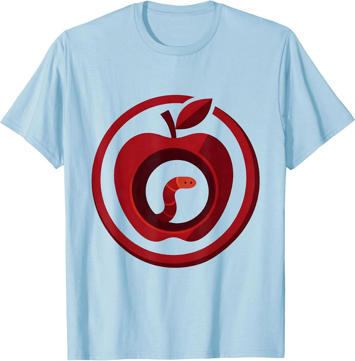 Men's English Teacher Apple Bookworm Illustration T-Shirt - Baby Blue
