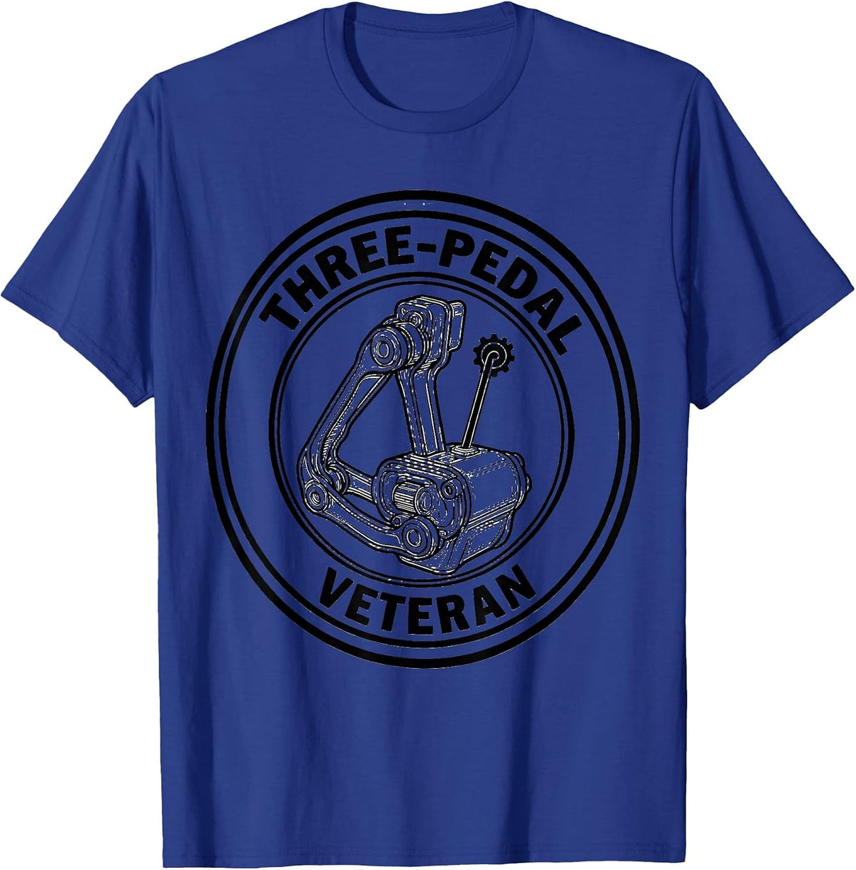 Men's Three-Pedal Veteran Manual Transmission Stick Shift Car Guy T-Shirt - Royal Blue