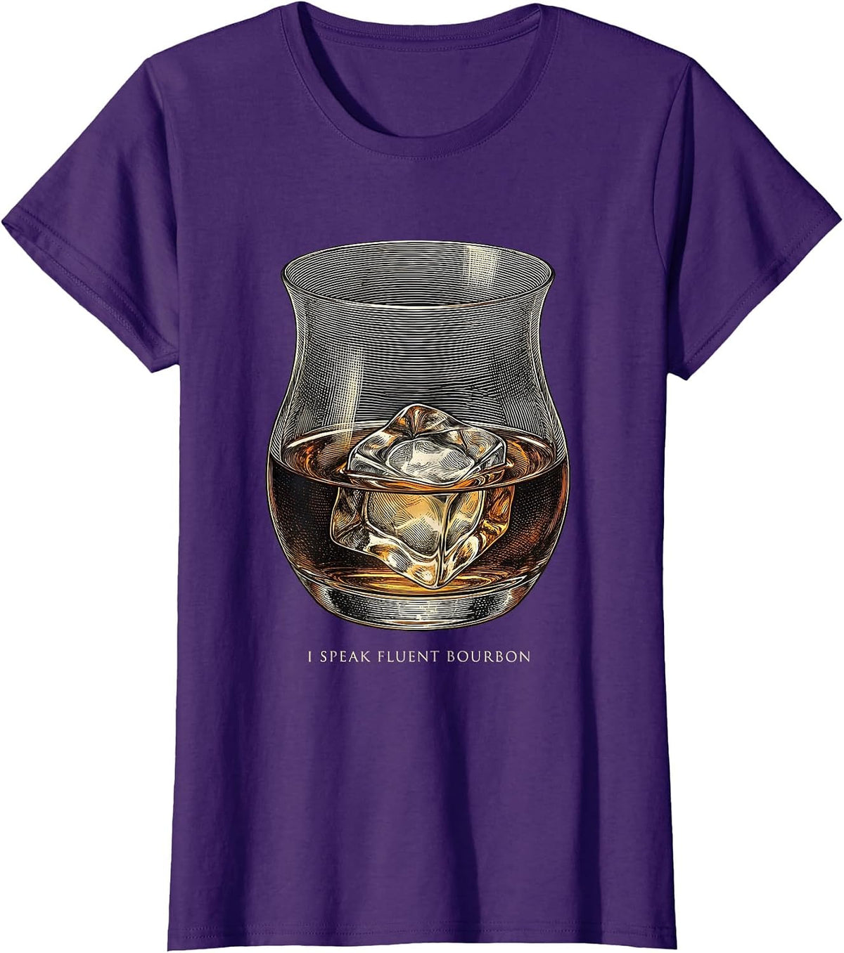 Women's I Speak Fluent Bourbon Funny Bourbon Lover Drinking Humor T-Shirt - Purple