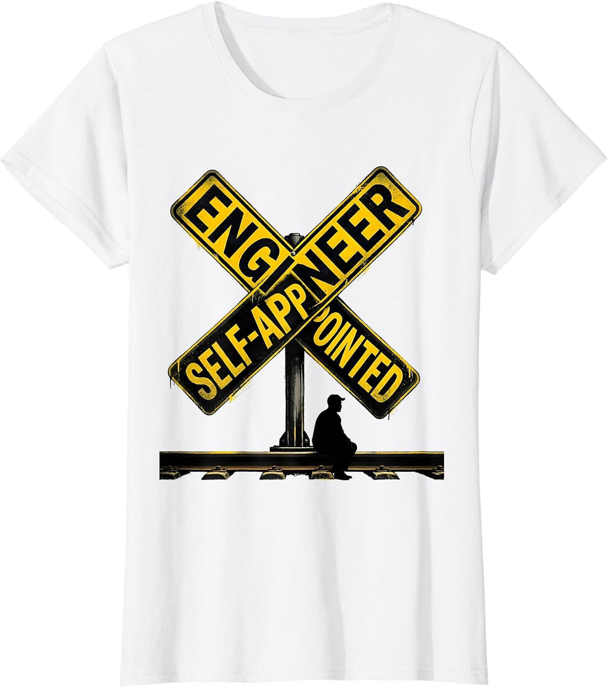 Women's Engineer, Self-Appointed Funny Train Enthusiast Locomotive T-Shirt - White