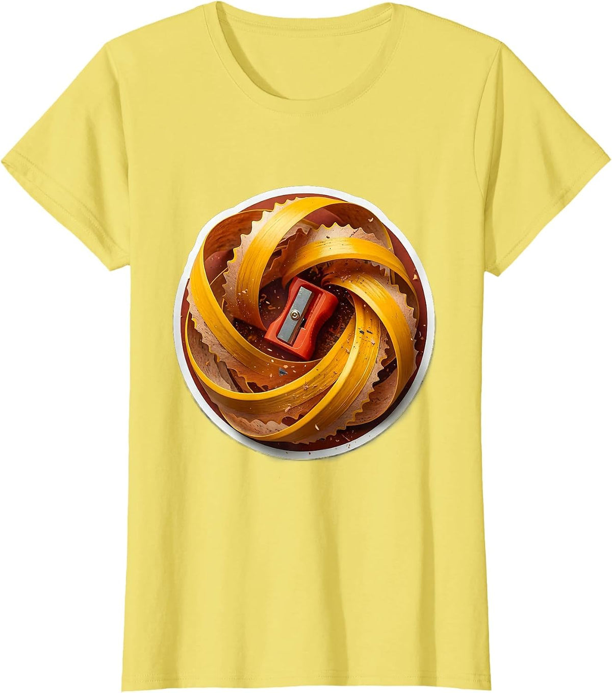 Women's Pencil Sharpener Curling Shaving English Teacher T-Shirt - Lemon Yellow