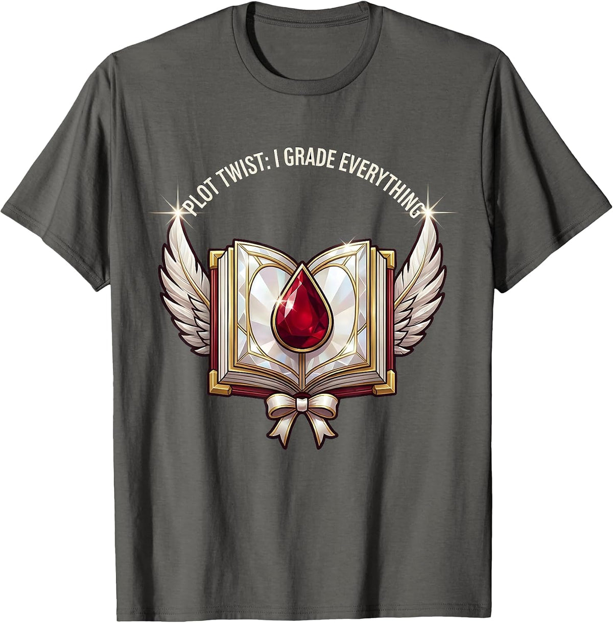 Men's Plot Twist I Grade Everything English Teacher Design T-Shirt - Asphalt Grey