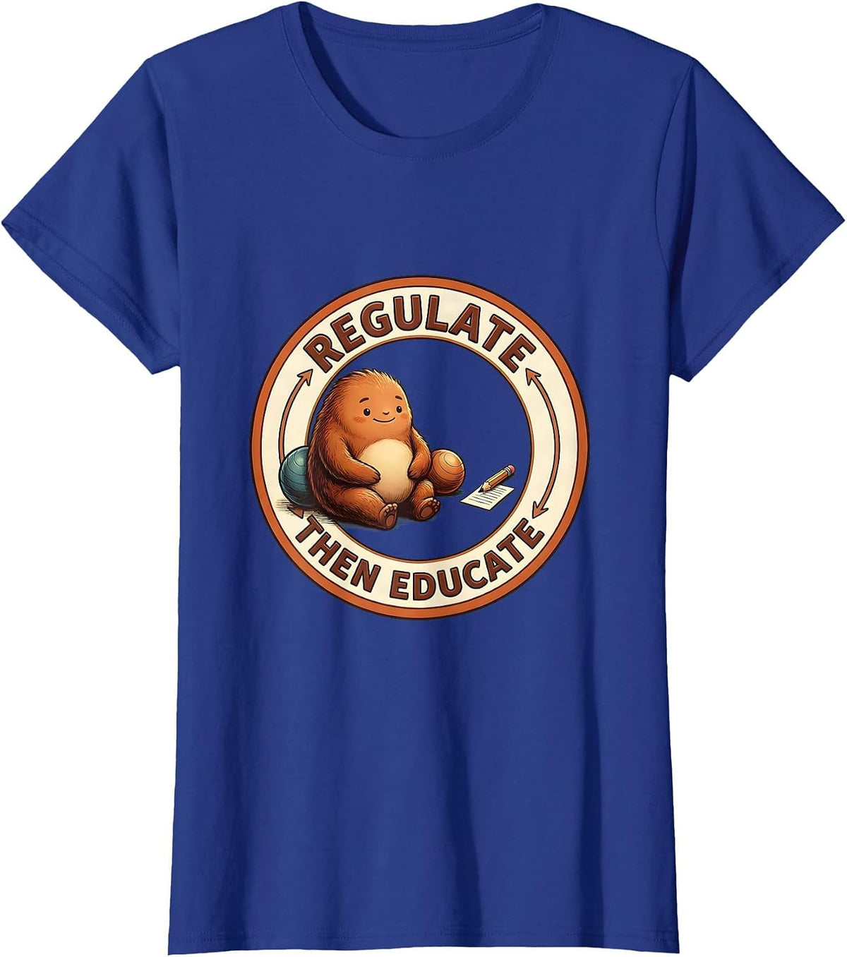 Women's Regulate, Then Educate Occupational Therapy Sensory T-Shirt - Royal Blue