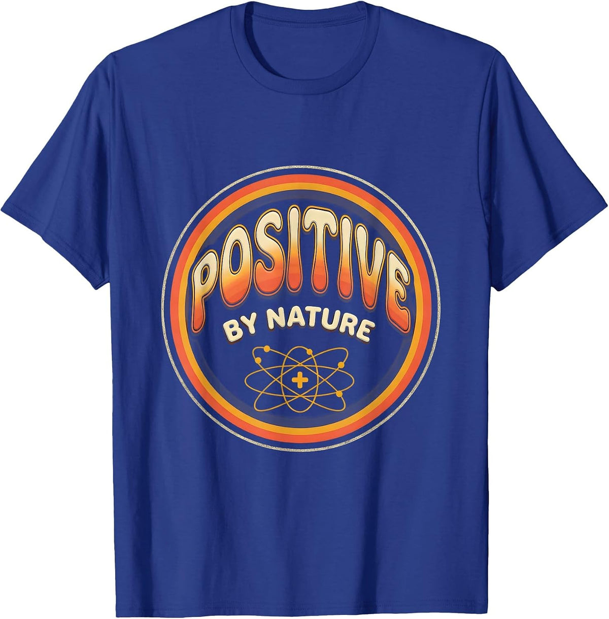 Men's Positive By Nature Retro 70s Science Humor Chemistry Student T-Shirt - Royal Blue