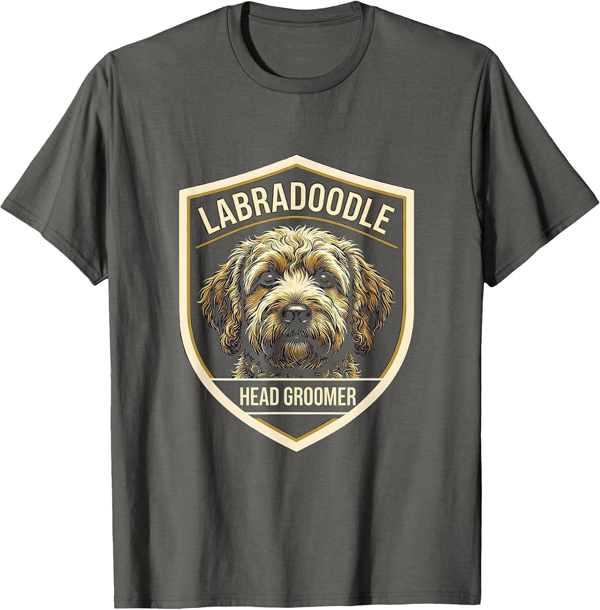 Labradoodle Head Groomer Funny Doodle Dog Owner Humor T-Shirt - Asphalt Grey