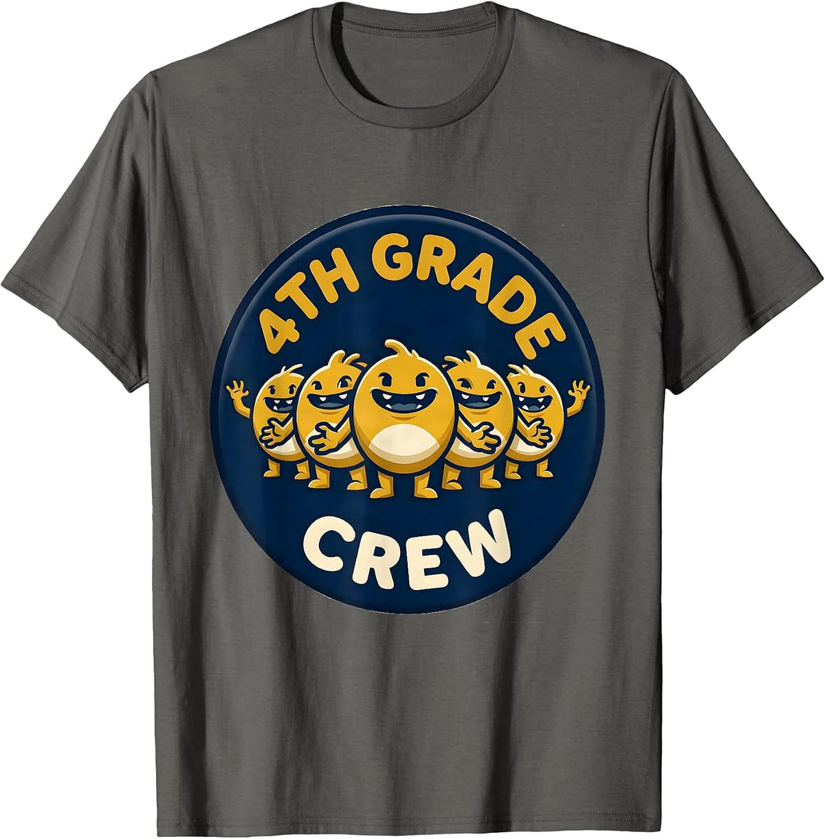 Men's 4th Grade Crew Funny Teacher Back To School Crew T-Shirt - Asphalt Grey