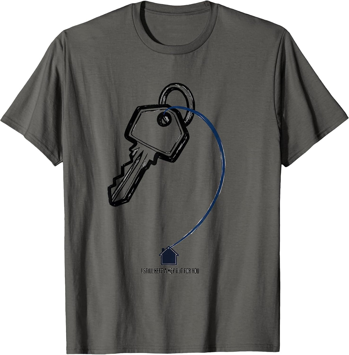 I Still Keep A Key Out For You Thin Blue Line Police Mom T-Shirt - Asphalt Grey