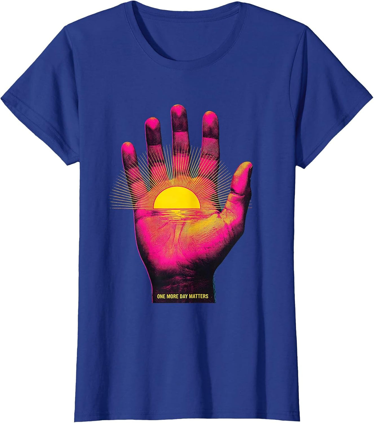 Women's One More Day Matters Suicide Prevention Design T-Shirt - Royal Blue