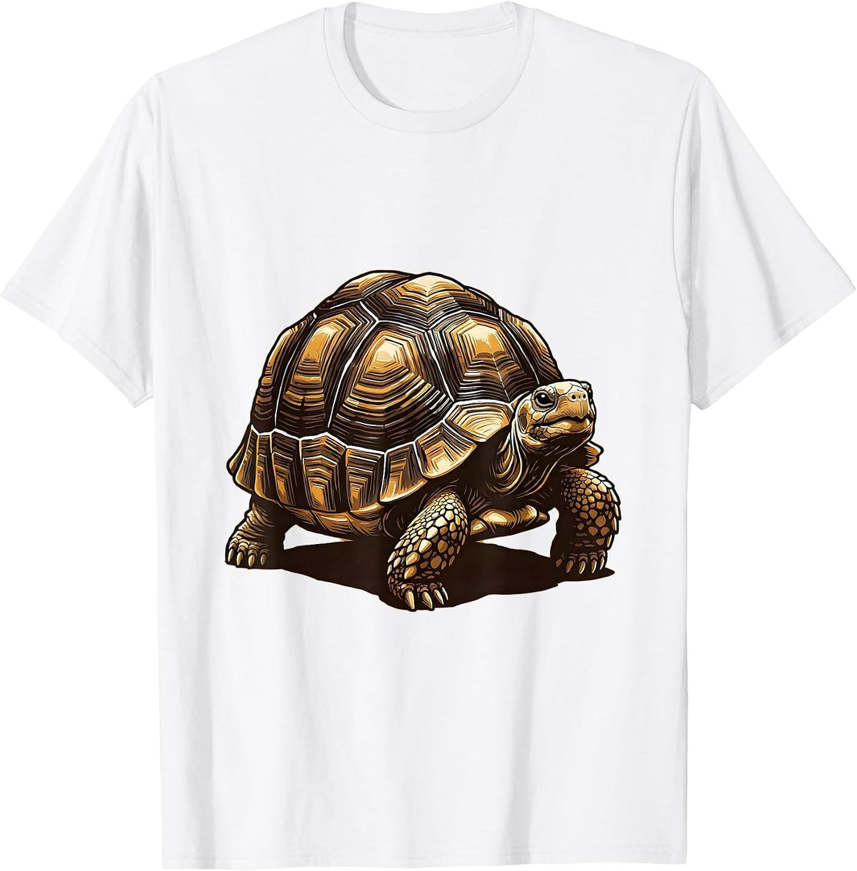 Men's Low Tortoise Playful Wood Type Letterpress Animal Lover T-Shirt - White