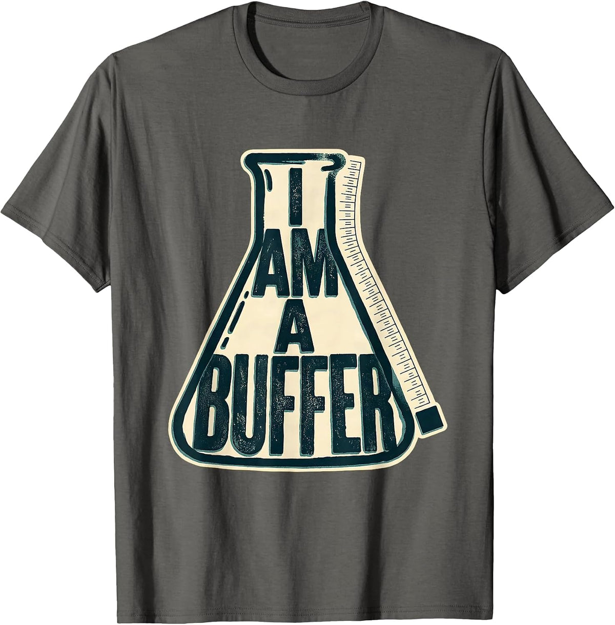 Men's I Am A Buffer Midcentury Modern Chemistry Pun Humor T-Shirt - Asphalt Grey