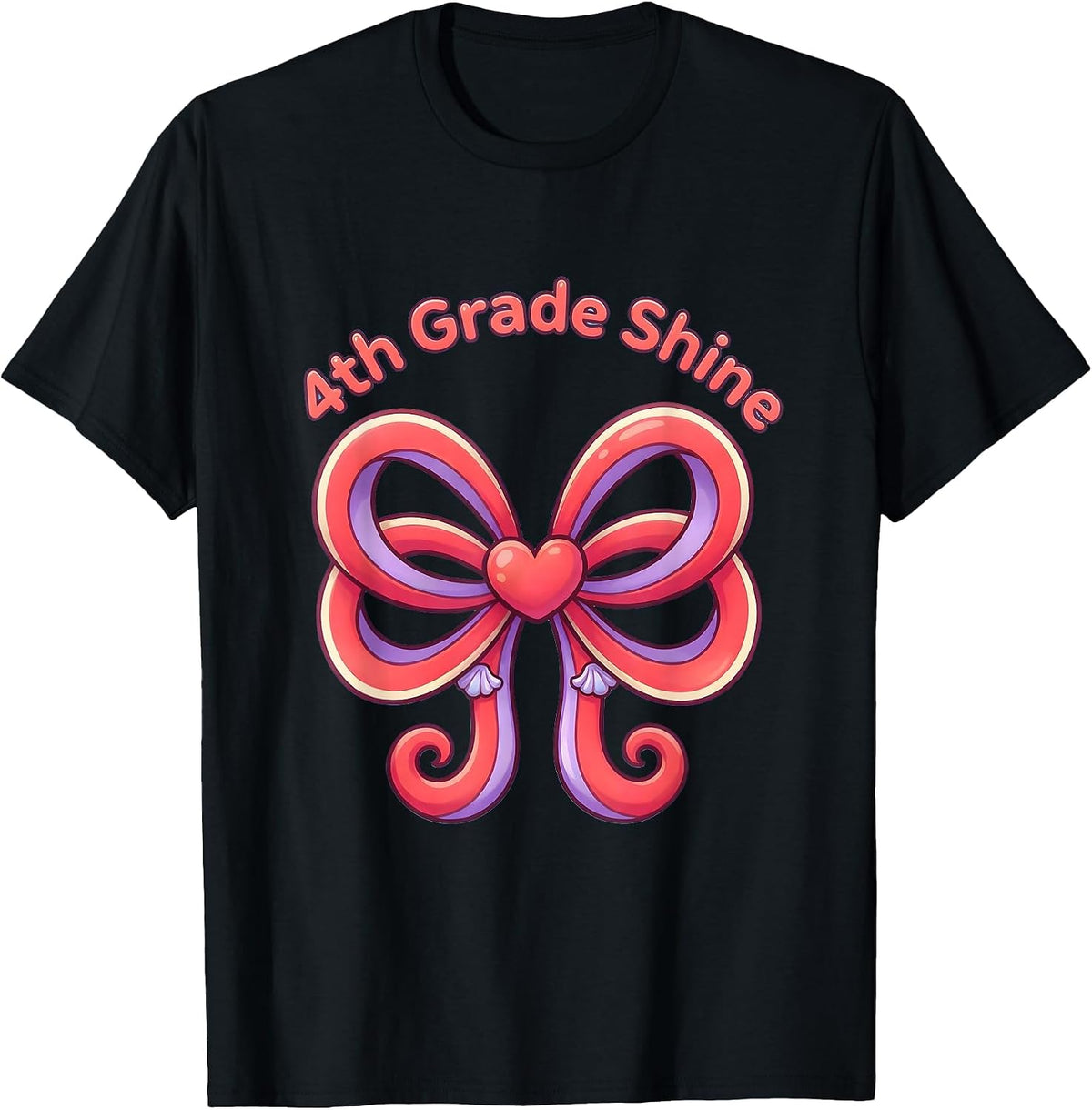 Men's 4th Grade Shine Cute Kawaii Bow Back To School Fourth Grade T-Shirt - Black
