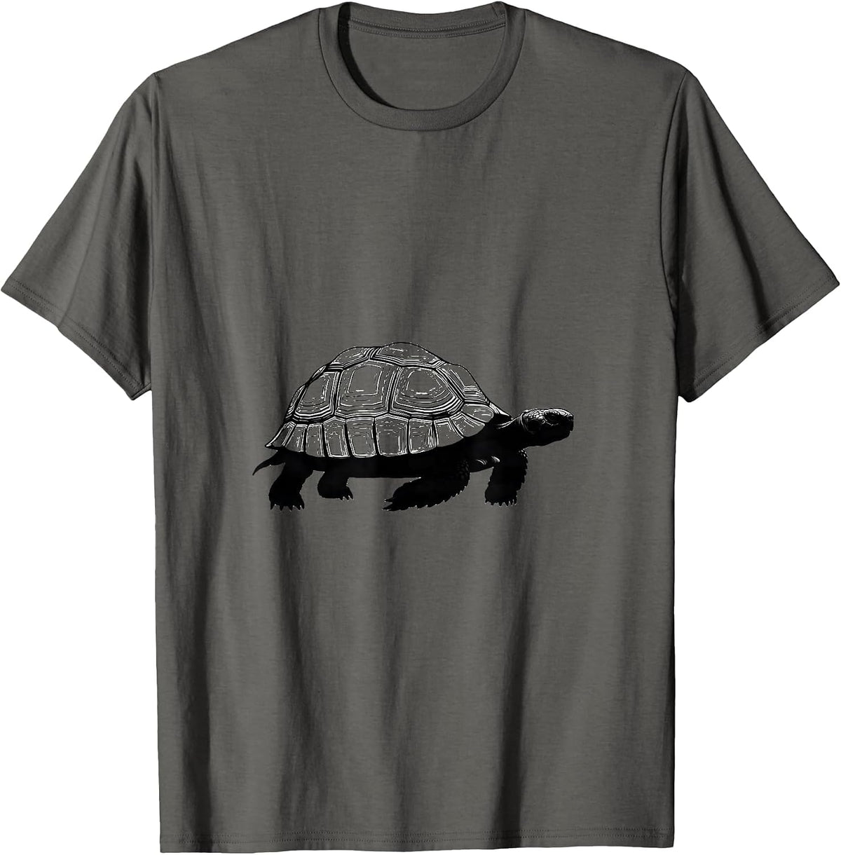 Minimalist Tortoise Outline Funny Turtle Lover Gift T-Shirt - Asphalt Grey