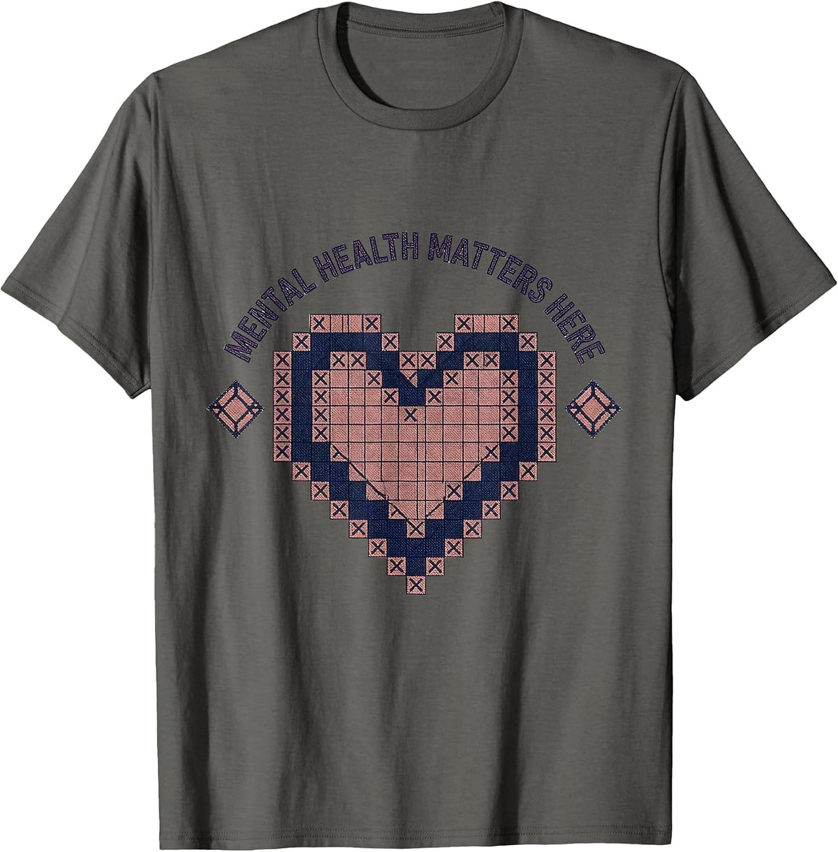 Mental Health Matters Here Awareness Design T-Shirt - Asphalt Grey