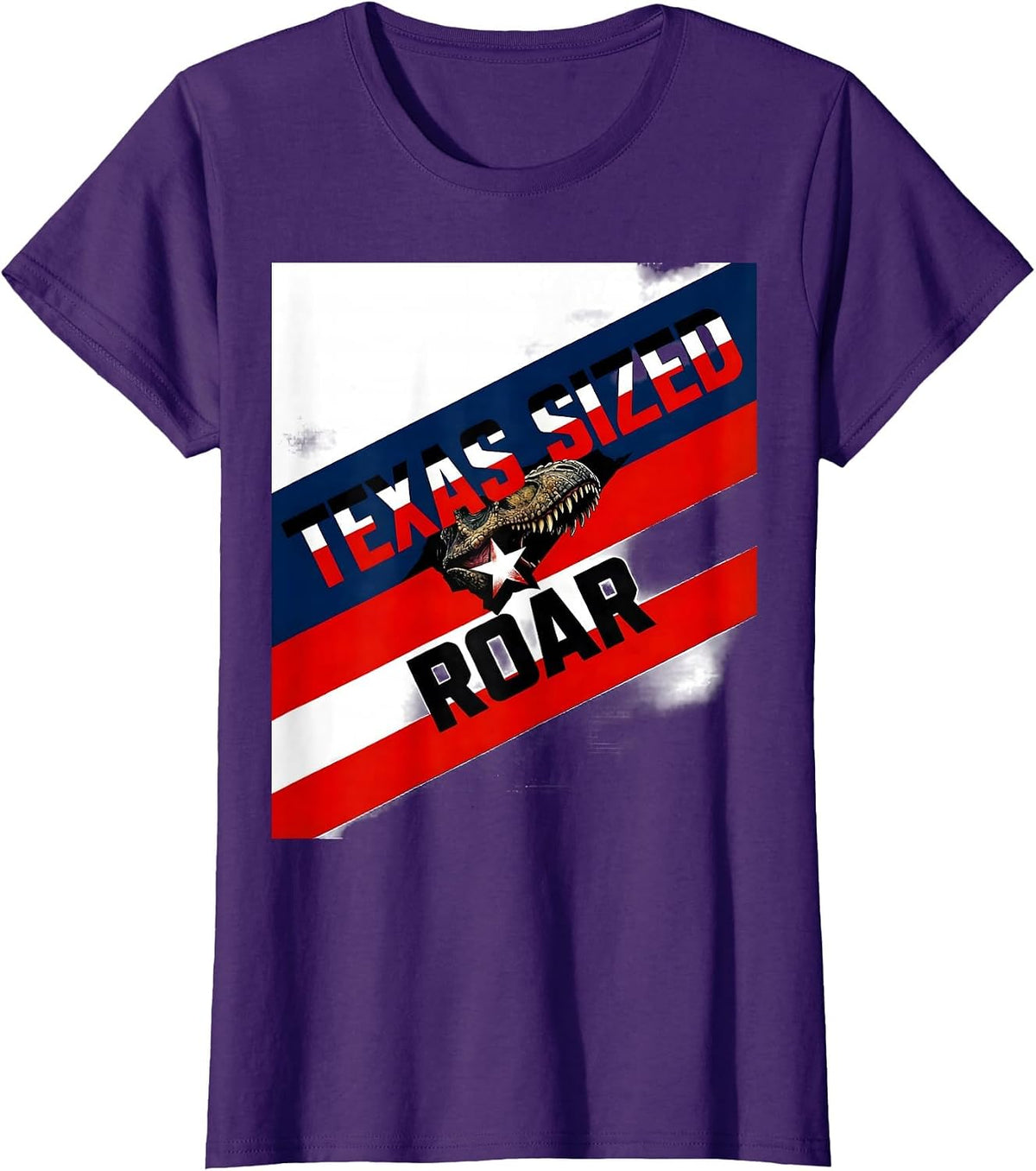 Women's Texas Sized Roar Funny Dinosaur Lover Kids State Pride T-Shirt - Purple