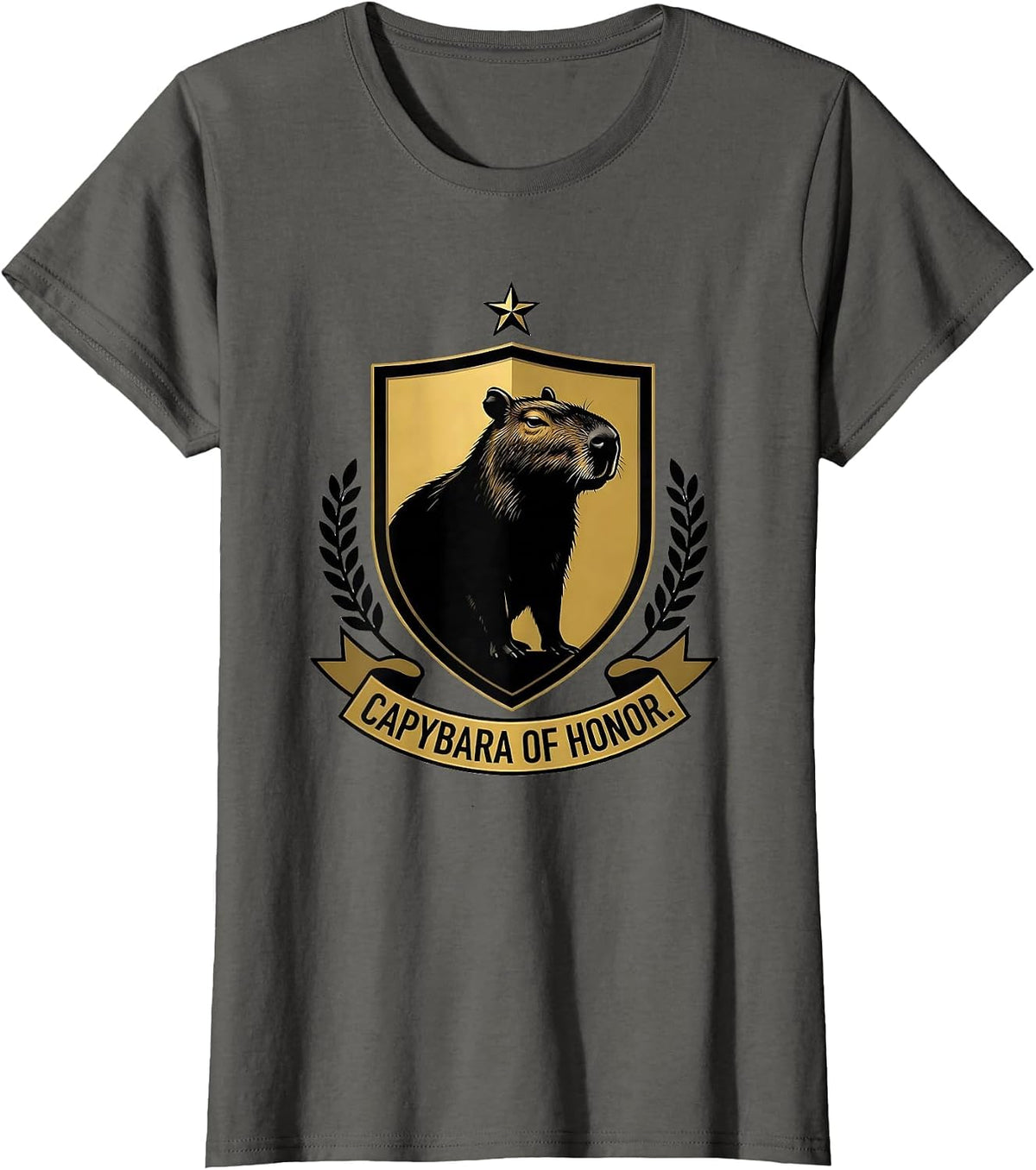 Women's Capybara of Honor Funny Animal Lover Meme Humor T-Shirt - Asphalt Grey