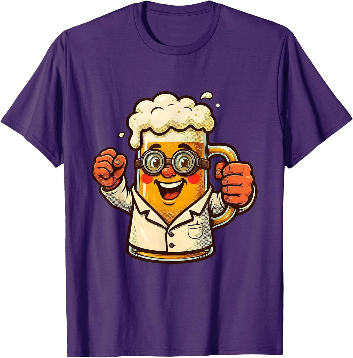 Woman Scientist Glowing Beer Potion Illustration T-Shirt - Purple