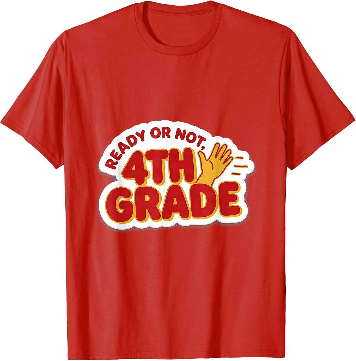 Men's Ready Or Not 4th Grade Playful Teacher Crew Back To School T-Shirt - Red