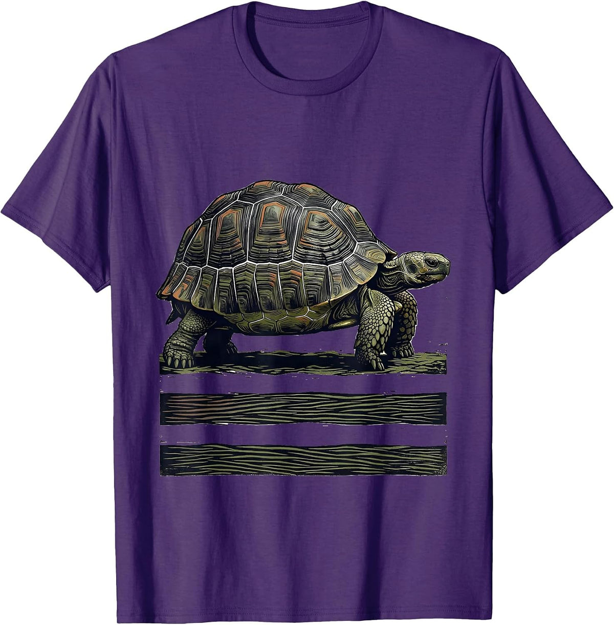 Low Profile Tortoise Linocut Turtle Lover Gift T-Shirt - Purple