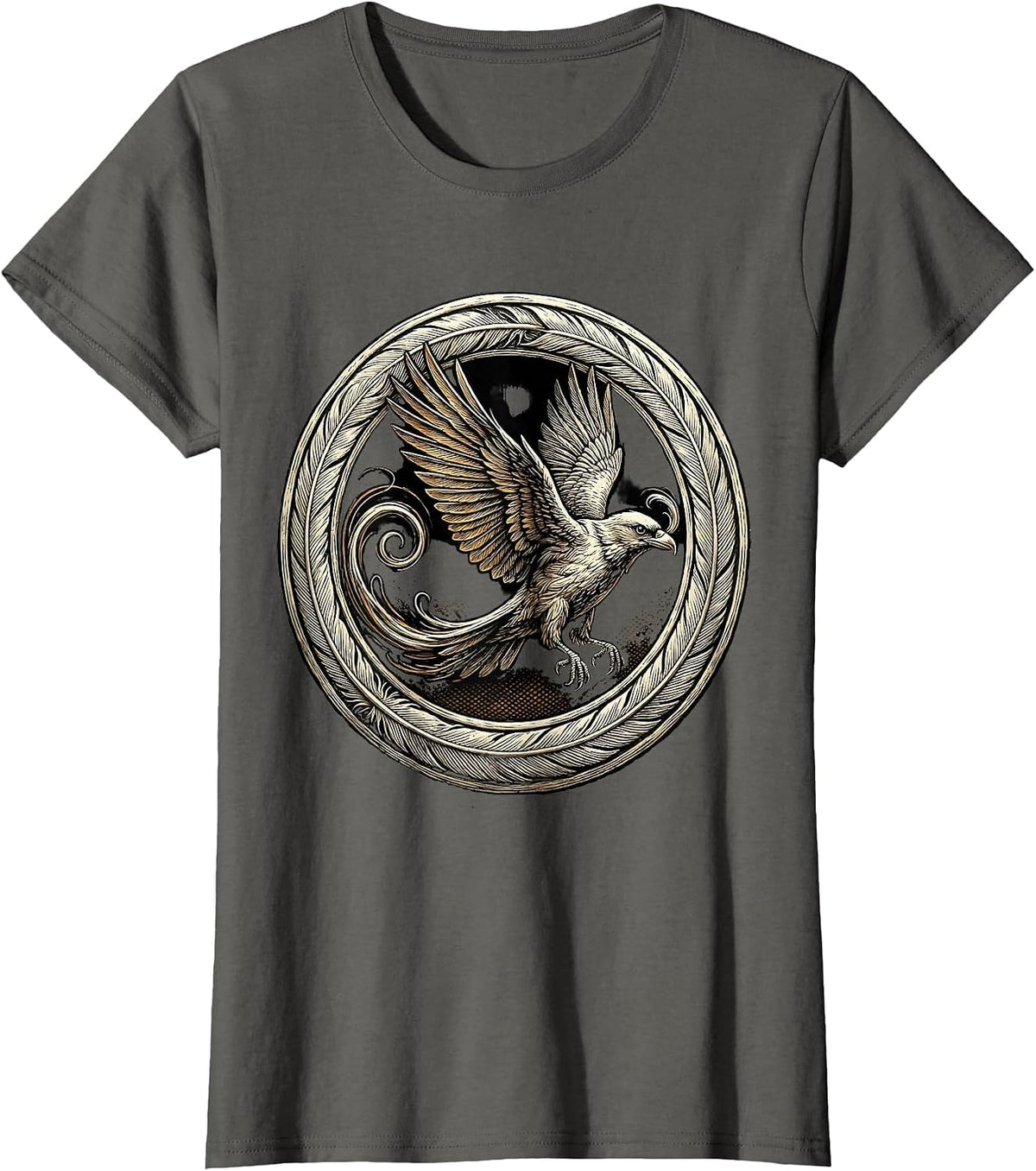 Women's English Teacher Cursive Bird Transformation Art T-Shirt - Asphalt Grey