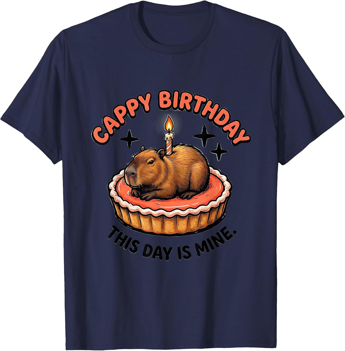 Men's Cappy Birthday This Day Is Mine Kawaii Capybara Birthday T-Shirt - Navy Blue