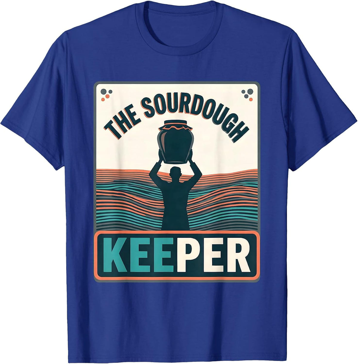 The Sourdough Keeper Flat Vector Tarot Card Baker Humor T-Shirt - Royal Blue