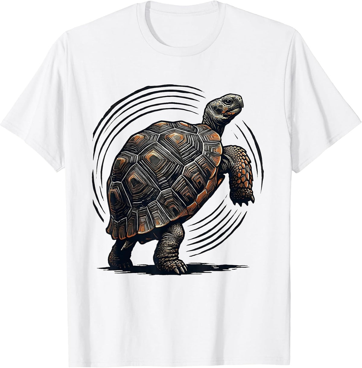 Men's Tortoise Linocut Funny Turtle Lover Gift T-Shirt - White