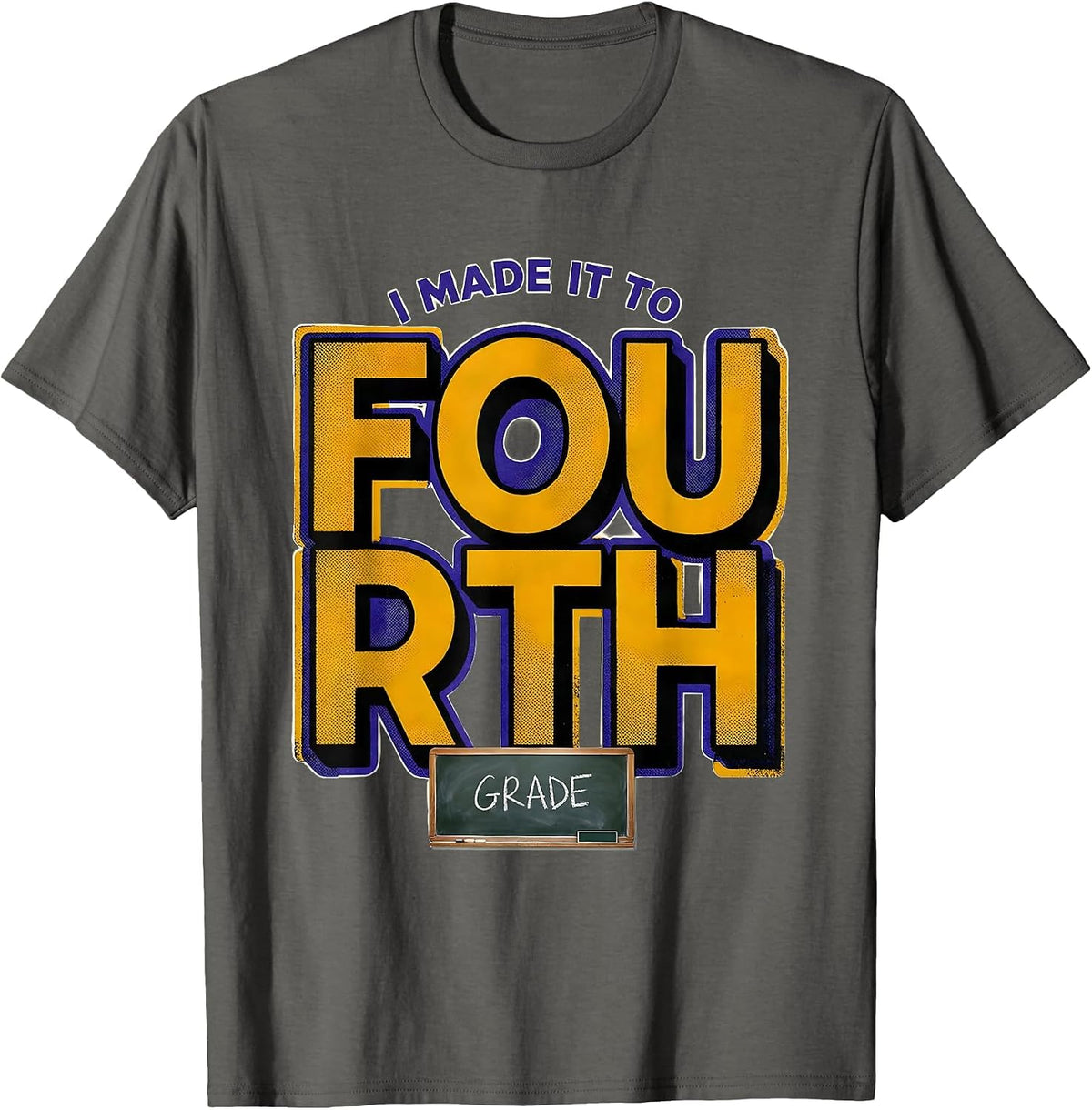 Men's I Made It To Fourth Grade Retro Fourth Grade Vibes Back To T-Shirt - Asphalt Grey