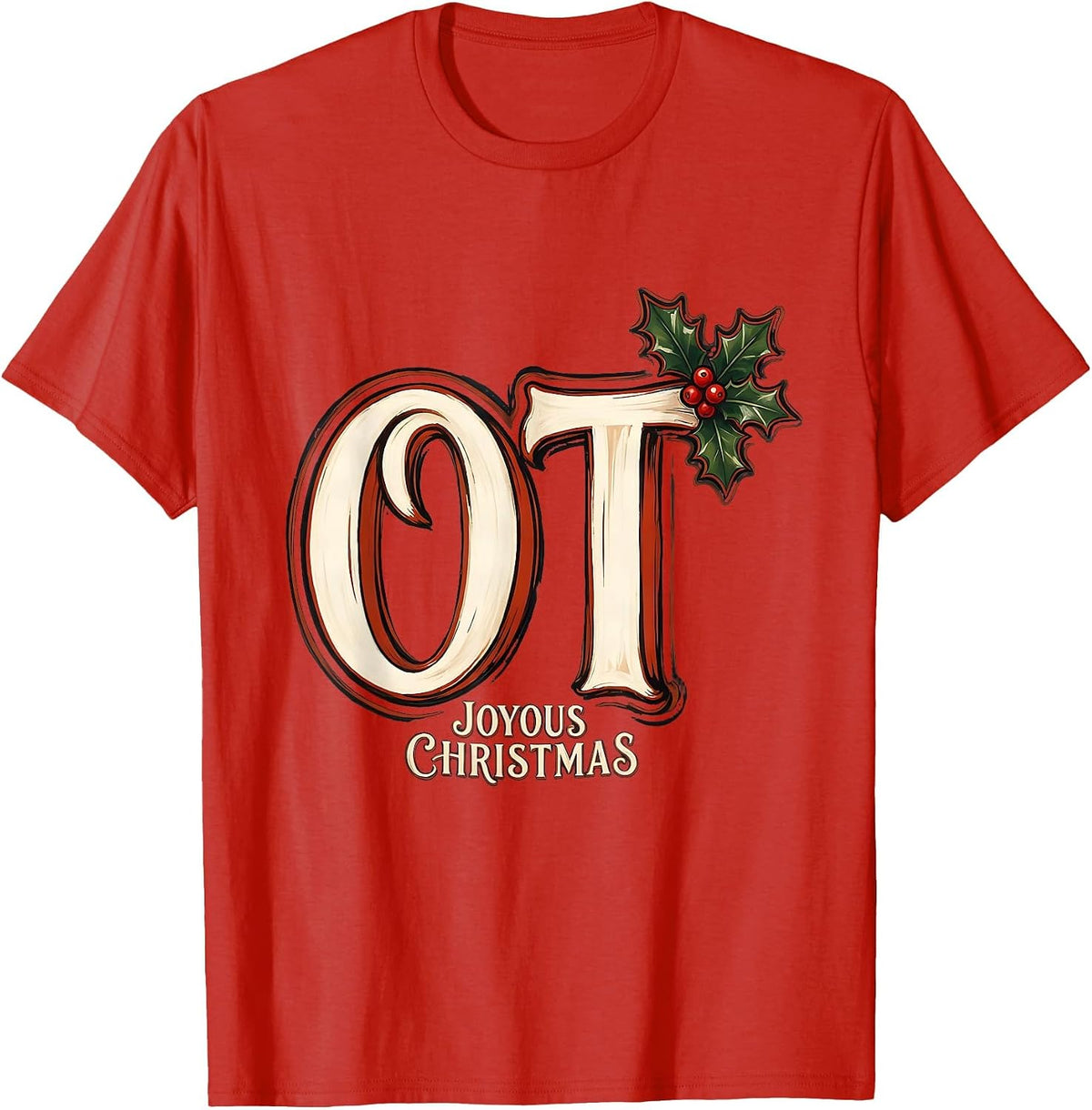Men's Joyous Christmas OT Occupational Therapy Clinic Signboard T-Shirt - Red